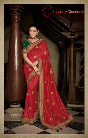 VICHITRA SILK SAREE WITH EMBROIDERY WORK