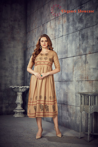 KURTI WITH FOIL & HAND WORK