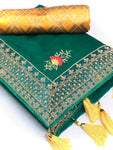 VICHITRA SILK SAREE WITH EMBROIDERY WORK